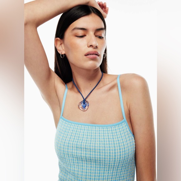 Aritzia Wilfred Jazz Seersucker Gingham Check mini dress - Picture 2 of 9